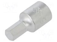 Socket; socket spanner; Bit: hex key; Size: HEX 6mm; 1/4" KING TONY