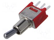 Switch: toggle; Pos: 2; SPDT; ON-ON; 1A/250VAC; 3A/28VDC; 200; THT E-SWITCH