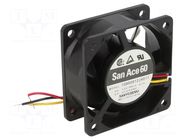 Fan: DC; axial; 12VDC; 60x60x25mm; 63.6m3/h; 44dBA; ball; 7600rpm SANYO DENKI