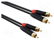 Cable; RCA plug x2,both sides; 1.5m; black; PVC REDS MUSIC