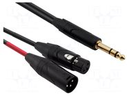 Cable; Jack 6,3mm plug,XLR male 3pin,XLR female 3pin; 1m; black REDS MUSIC