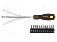 Kit: screwdriver bits; Phillips,Pozidriv®,slot,Torx®; flexible NEO TOOLS
