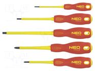 Insulated; Phillips,slot; PH1,PH2,SL 2.5,SL 4,SL 6.5; 1kVAC NEO TOOLS