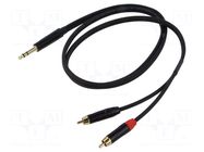 Cable; Jack 6,3mm plug,RCA plug x2; 1.5m; black; PVC REDS MUSIC