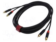 Cable; Jack 6,3mm plug x2,both sides; 3m; black; PVC REDS MUSIC