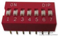 DIP SWITCH, 7POS, SPST-NO, SLIDE, TH