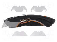 Knife; Handle material: ABS,TPR; Blades: hook,trapezoidal NEO TOOLS