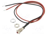 Indicator: LED; prominent; red; 1.7VDC; Ø6mm; MPC; cables; 300mm BIVAR