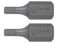 Screwdriver bit; hex key; HEX 6mm; Overall len: 30mm; 2pcs. PROLINE