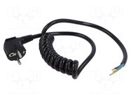 Cable; 3x1.5mm2; CEE 7/7 (E/F) plug angled,wires; PUR; coiled SIMECH