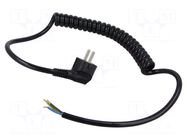 Cable; 3x1.5mm2; CEE 7/7 (E/F) plug angled,wires; PUR; coiled SIMECH