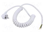 Cable; 3x1.5mm2; CEE 7/7 (E/F) plug angled,wires; PUR; coiled SIMECH