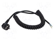 Cable; 3x1.5mm2; CEE 7/7 (E/F) plug angled,wires; PUR; coiled SIMECH