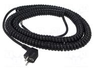 Cable; 3x1.5mm2; CEE 7/7 (E/F) plug angled,wires; PUR; coiled SIMECH