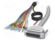 Cable; D-Sub 25pin socket,wires; PVC; Len: 2m; grey; Core: Cu; IP54 PHOENIX CONTACT