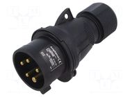 Connector: AC supply 3-phase; IP&S; 16A; 415V; plug; male; PIN: 5 AMPHENOL