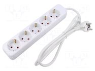 Extension lead; 3x1mm2; Schuko; Sockets: 5; rubber; white; 1.5m; 10A LANBERG
