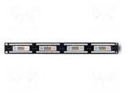 Patch panel; black; Number of ports: 24; Cat: 5e; RJ45 socket x24 QOLTEC