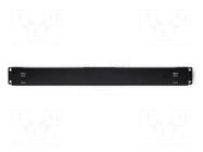 Patch panel; black; Number of ports: 12; RJ45 socket x12; RACK QOLTEC