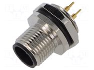 Connector: M12; socket; male; 4A; 250V; PIN: 4; IP67; straight; THT LUTRONIC