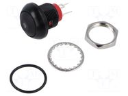 Switch: push-button; Pos: 2; SPST-NO; 0.2A/50VDC; 0.5A/48VAC; black E-SWITCH