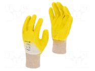 Protective gloves; Size: 8; yellow-white; cotton,nitryl; 12pcs. LAHTI PRO