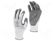 Protective gloves; Size: 9; grey-white; cotton,nitryl; 12pcs. LAHTI PRO