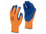 Protective gloves; Size: 11; orange; acrylic,latex; furlined; tag LAHTI PRO