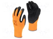 Protective gloves; Size: 9; orange; latex,polyester; furlined LAHTI PRO