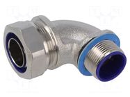 90° angled connector; Thread: metric,non-swivel,outside; brass HELLERMANNTYTON
