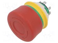Switch: emergency stop; 16mm; Stabl.pos: 2; NC + NO; red; IP65; XA IDEC