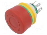 Switch: emergency stop; 16mm; Stabl.pos: 2; NC + NO; red; IP65; XA IDEC