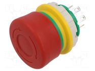 Switch: emergency stop; 22mm; Stabl.pos: 2; NC + NO; red; IP65; XW IDEC