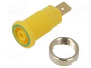 Connector: 4mm banana; socket; 32A; 1kV; yellow-green; gold-plated HIRSCHMANN T&M