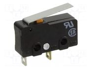 Microswitch SNAP ACTION; 3A/250VAC; with short lever; SPST-NO OMRON Electronic Components