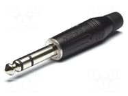 Connector: Jack 6,3mm; plug; male; stereo; ways: 3; straight; black AMPHENOL