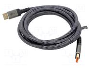 Cable; DisplayPort plug,both sides; textile; Len: 3m; black-grey Goobay