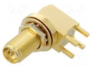 Connector: RP-SMA; socket; male; angled; THT; PTFE; gold-plated GCT
