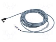 Cable: for sensors/automation; PIN: 3; angled; 5m; M8; 60VDC; 60VAC CARLO GAVAZZI
