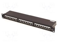 Patch panel; black; Number of ports: 24; Cat: 6; RJ45 socket x24 GEMBIRD