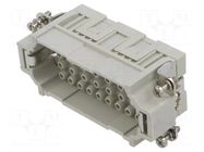 Connector: HDC; contact insert; male; CQE; PIN: 32; 16A; 600V; 32+PE ILME