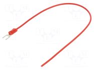 Cable with crimped terminals; H05V-K; 0.5mm2; red; 250mm; fork CHEVAL
