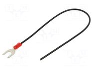 Cable with crimped terminals; H05V-K; 0.75mm2; black; 250mm; fork CHEVAL