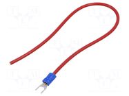 Cable with crimped terminals; H07V-K; 2.5mm2; red; 250mm; fork CHEVAL