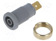 Connector: 4mm banana; socket; 1kV; 32A; grey; gold-plated; 33mm HIRSCHMANN T&M