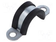 Fixing clamp; ØBundle : 25mm; W: 20mm; steel; Cover material: EPDM KALE