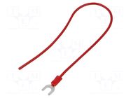 Cable with crimped terminals; H05V-K; 0.75mm2; red; 250mm; fork CHEVAL