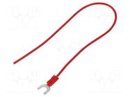 Cable with crimped terminals; H05V-K; 0.5mm2; red; 250mm; fork CHEVAL