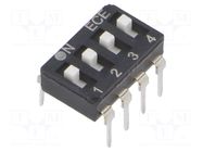 Switch: DIP-SWITCH; Poles number: 4; OFF-ON; 0.025A/24VDC; Pos: 2/4 ECE
