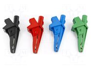 Crocodile clip; 20A; 1kV; black,red,blue,green; 4pcs; 23mm HT INSTRUMENTS